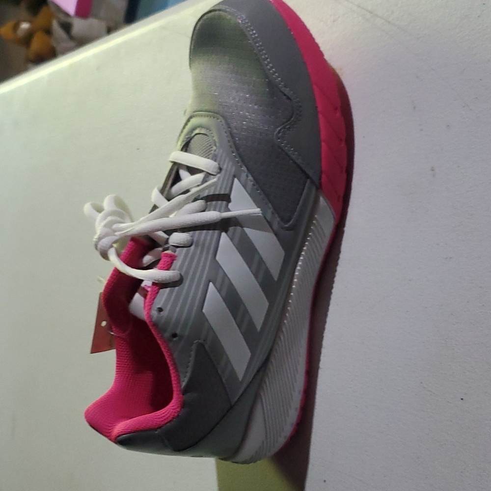 Gray and Pink Womens Adidas running shoes